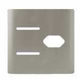 Placa p/ 2 Interruptores + Tomada 4x4 - Novara Aço